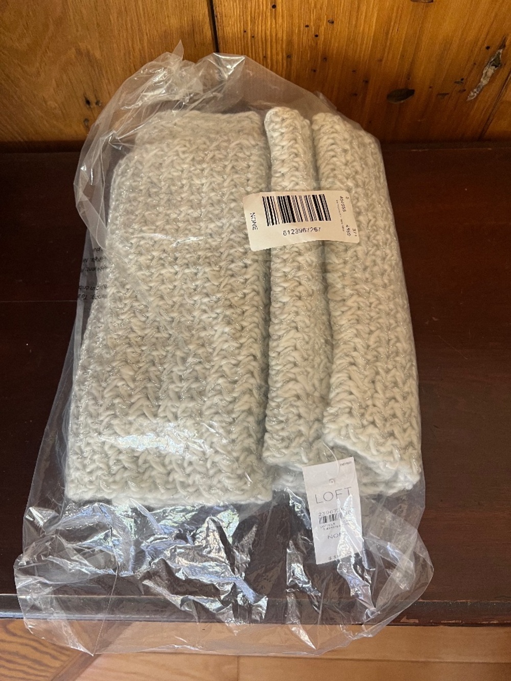 Loft Herringbone Knit Shine Infinity Scarf New with Tags